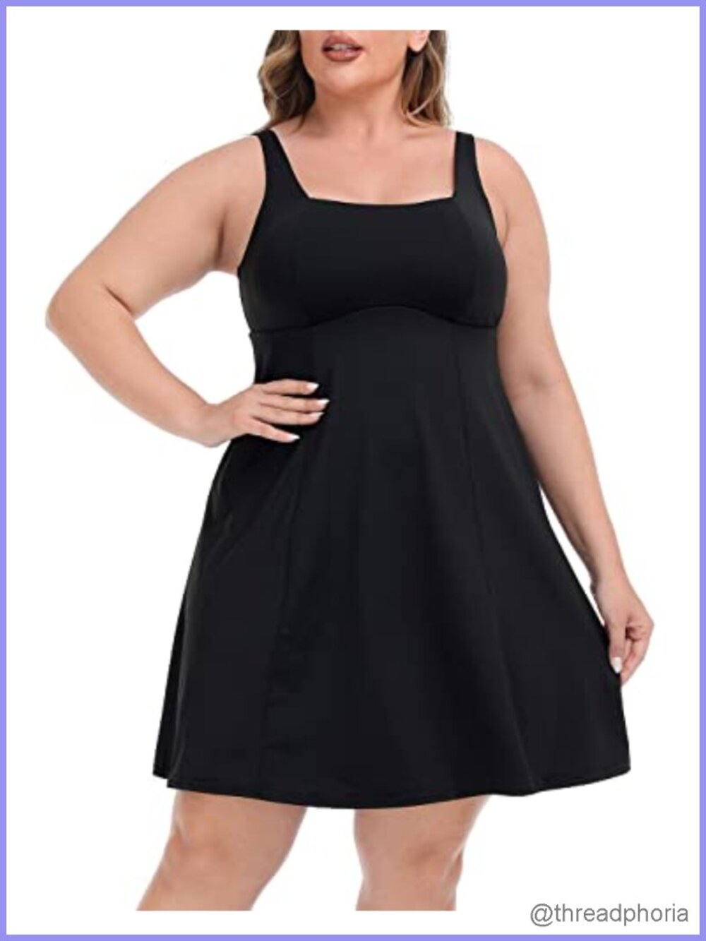 Plus Size Tennis Dress Built-in Shorts Bra Pockets